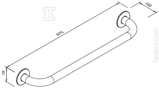 Straight bar for disabled people 600 mm - S32UP6SWB